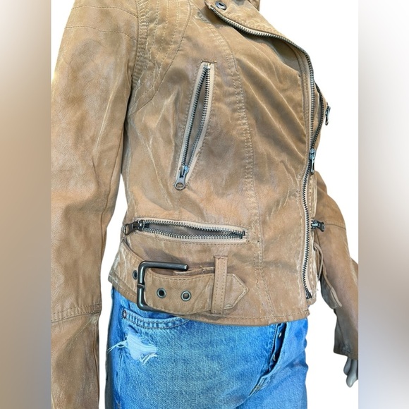 Free People We The Free Womens Fenix Vegan Leather Moto Jacket Camel Brown XS - Picture 7 of 13